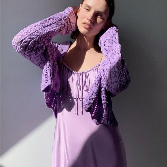 Textured Knit Sweater Cardigan lilac - Picture 8 of 11